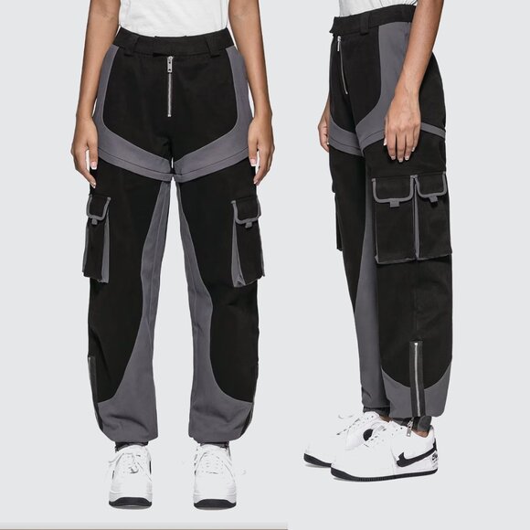 SOLD OUT I.AM. GIA FRANCES Black Gray Cargo Pants ZIP-Away Convertible Shorts S - Picture 1 of 6